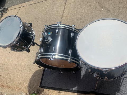 Ludwig usa drum set 12 16 22 vintage original black wrap TRADES WELCOME - 3 drums plus Tom mount & legs