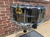 Pork pie brass snare big black BOB 6.5 by 14 excellent condition