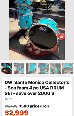 Dw Santa Monica drum set free shipping and xtra 15 percent applied