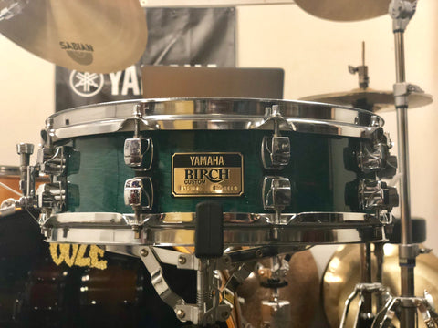 Yamaha Birch Custom Snare Drum 14x4 - Sea Blue Gloss - (Used)