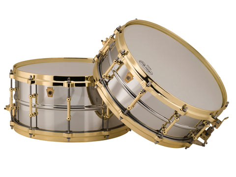 Ludwig Chrome-Over-Brass LB400BBTWM - 5X14" Chrome-plated Brass Shell Supraphonic Snare Drum w/ Brass Tube Lugs & P86 Millennium Strainer - made in the USA!