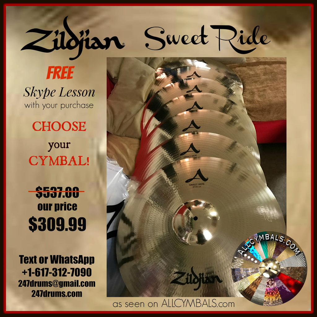 Zildjian - A  Avedis  - Brilliant 21" Sweet Ride Cymbal (Free Skype Lesson w/ Purchase)