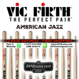 12 pairs SPECIAL PRICE PACK Vic Firth American Jazz (AJ1, AJ2, AJ3, AJ4, AJ5, AJ6) FREE SHIPPING