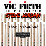 Steve Jordan - Vic Firth / Model ( SJOR ) Signature Sticks - 12 Pair Pack DEAL